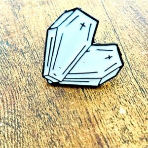 Double Coffin Enamel Pin, NWT